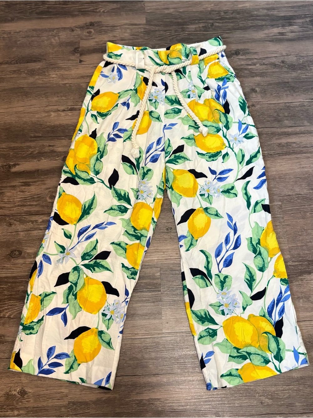 Jules & Leopold White Pants with Yellow & Green Floral Print